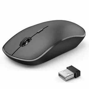 BLACK WIRELESS CORDLESS 2.4GHz MOUSE USB DONGLE OPTICAL SCROLL FOR PC LAPTOP MAC - Picture 1 of 4