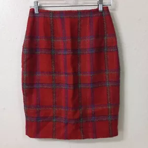 Vtg Linda Allard Ellen Tracy Women Skirt Size 4 26x23 Wool Knee Red Lined 3381 - Picture 1 of 5