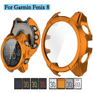 Tempered Glass+Case For Garmin Fenix 8 43/47/51mm Full Cover PC Screen Protector - Picture 1 of 47