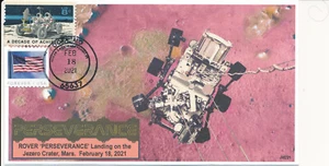 JVC CACHETS - 2021 MARS ROVER PERSEVERANCE LANDS SPACE EVENT L.E. OF 20 Design 2 - Picture 1 of 1