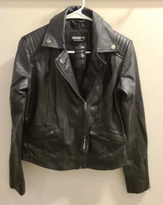Chaqueta de cuero real Barney's Originals talla 4 estas corren pequeñas Foto 1 de 4