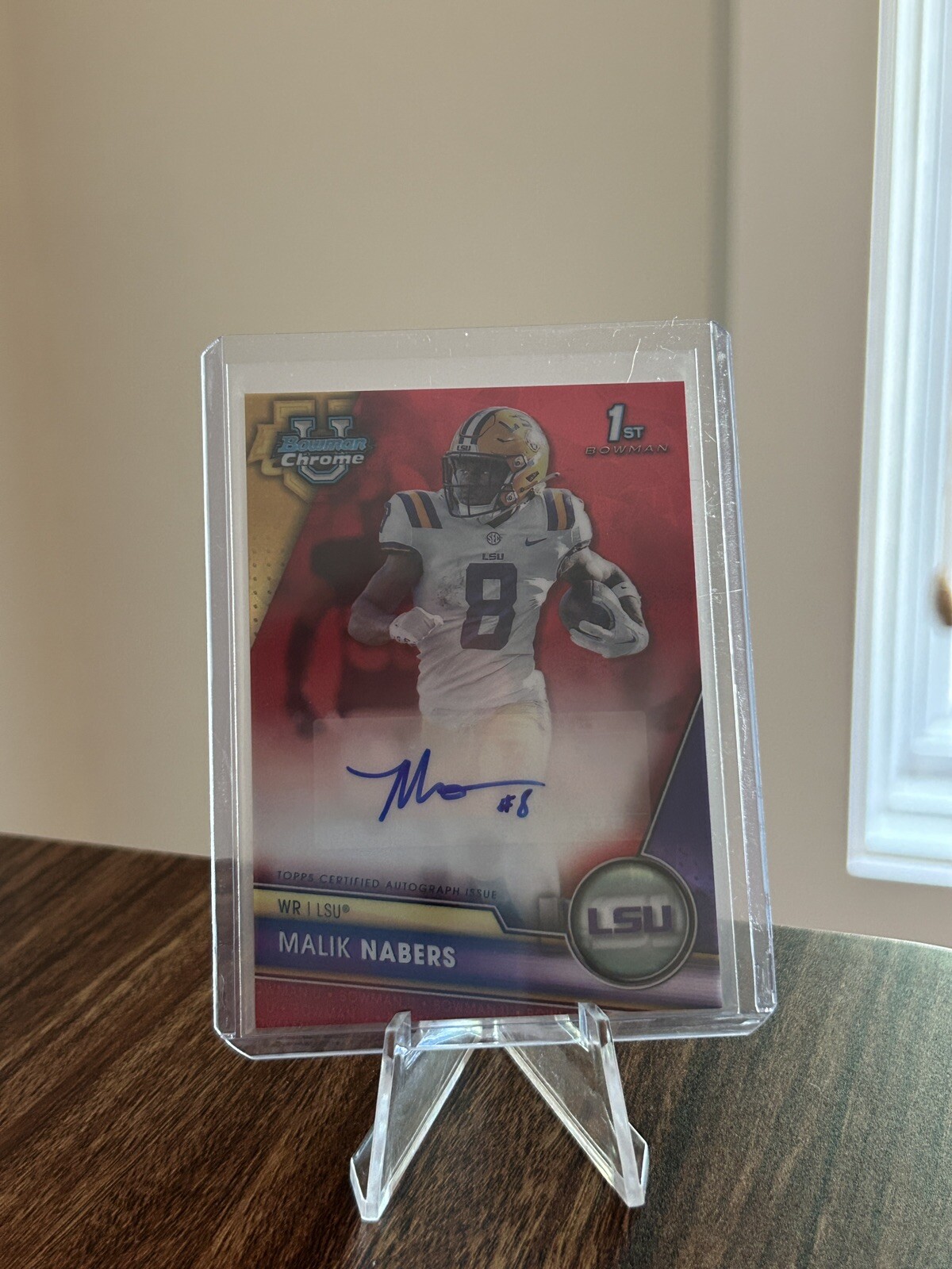 2023 Bowman U Chrome Sapphire Malik Nabers Red Refractor 1st Auto #3/5 - LSU 🔥