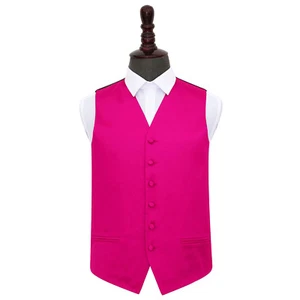 Hot Pink Mens Waistcoat Satin Plain Solid Formal Wedding Tuxedo Vest by DQT - Picture 1 of 4
