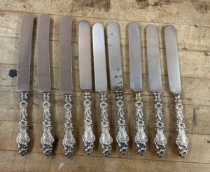 8 Gorham Whiting Sterling Silver Lily Dinner Knives 9 3/8" & 8 3/4" - Picture 1 of 4