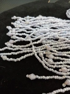 VINTAGE SEED BEAD Torsade Lariat Necklace Beaded Scarf 52" LG LILAC IRRIDESCENT - Picture 1 of 4