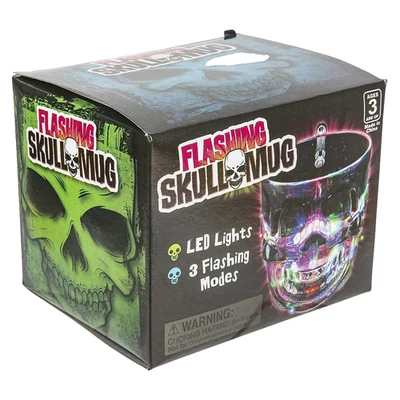 RI One Light-Up Flashing Skull Mug 4" 16 oz