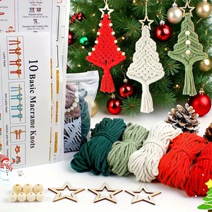 3 Stück Weihnachtsbaum Webset DIY Makramee Ornamente Material mit Anleitung - Bild 1 von 27