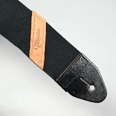 Cinto de algodão vintage TAKAMINE GUITARS, Japão - Extremidades de couro - Imagem 1 de 4