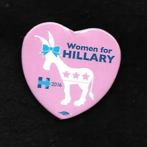 HILLARY CLINTON Women for HILLARY pink donkey heart button - Image 1 of 1