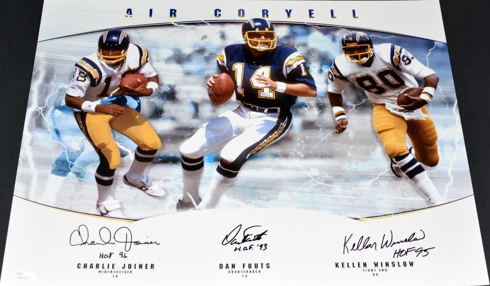 DAN FOUTS KELLEN WINSLOW CHARLIE JOINER SIGNED CHARGERS AIR CORYELL 16x20 PHOTO - Image 1 of 1