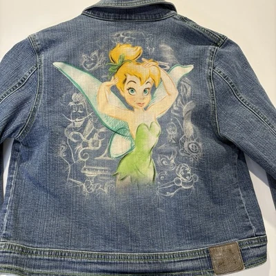 Disney Jacket Girls Size 10 /12 Large Tinker Bell Denim Jean Rhinestone Buttons - Image 1 of 4