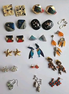 Lote de 16 pares de pendientes perforados y atornillados vintage y en su mayoría ahora  - Imagen 1 de 10