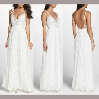 NWT HEARTLOOM Charlie Tie Shoulder Lace Gown in Eggshell White [SZ Small ] #F230 - Image 1 of 4