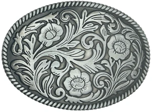 Western Floral w/Rope Border Belt Buckle New - Picture 1 of 2