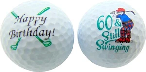 60th Birthday Sixty & Still Swinging Set of 2 Golf Ball Golfer Gift Pack - Picture 1 of 5