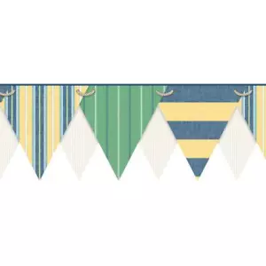 Nautical / Boating Pennant Flags Laser Cut Sure Strip Wallpaper Border NY4903BD - Picture 1 of 1