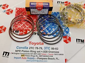Piston Ring Set +.020 Oversize - Toyota Corolla 2TC & 3TC 77-82 - Picture 1 of 5