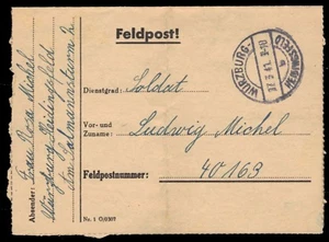 GERMANY - 1941 WWII Feldpost Cover "Wurzburg - Heidiwigsfeld" - Picture 1 of 3