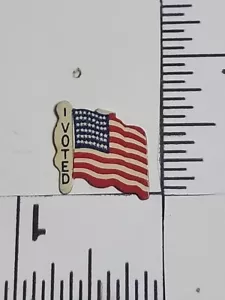 Vintage I VOTED Metal Fold Over Tab Pin PATRIOTIC FLAG L J IMBER Chicago - Picture 1 of 3