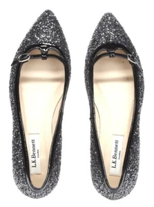 L K Bennett Holly Womens Metallic Glitter Pointy Toe Ballet Flats Size 36.5 - Picture 1 of 6