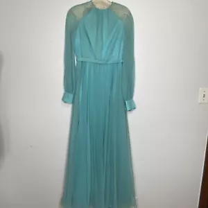 Vintage 1970er Maxikleid Cocktail durchsichtig plissiert grün 6 Shannon Rodgers - Bild 1 von 16