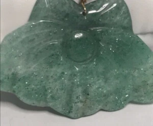 Jade Carving Lotus Leaf Lucky Pendant, 2 1/4" Length, 1 1/2" width,  - Picture 1 of 5