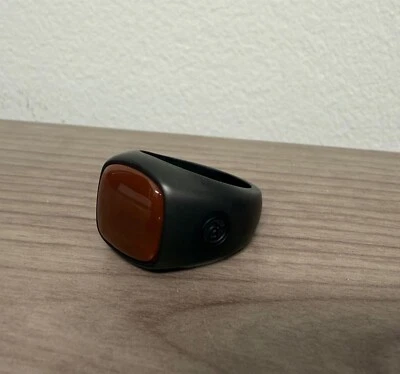 David Yurman Black Titanium Men's Carnelian Signet Ring Size 8 - Image 1 of 3