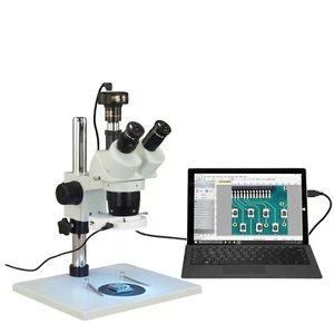 Trinocular 10X-20X-30X-60X 5MP USB Stereo Microscope Table Stand 144 LED Light - Picture 1 of 8