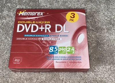 Memorex Double Layer DVD+R DL 3 Pack Double Capacity/Single Sided 240 min 8.5GB - Image 1 of 3