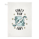 Crazy Fish Lady Stars Tea Towel Dish Cloth - Funny Animal