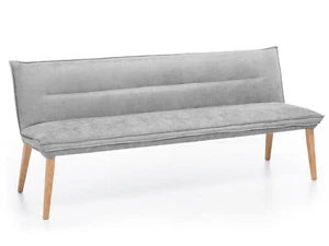 Sitzbank Küchenbank Polsterbank mit Rückenlehne GRADY Eiche Webstoff Grau 179 cm - Bild 1 von 2