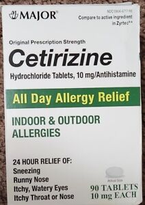 Marlex Cetirizine HCL Tablets, USP, Antihistamine 10mg-90ct-Exp-November 2024