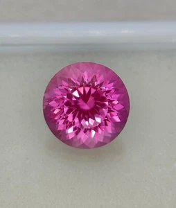 Corte de precisión - Zafiro rosa de laboratorio de 8,95 quilates, zafiro rosa de corte portugués de 12 mm - Imagen 1 de 6