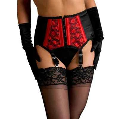 Strumpfhalter schwarz Strapsgürtel Burlesque 6 Straps Luxus von hand gefertigt - Bild 1 von 2