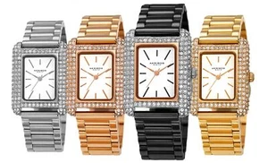 Akribos XXIV Women's AK1108 Quartz Rectangle Swarovski Link Bracelet Watch - Picture 1 of 17