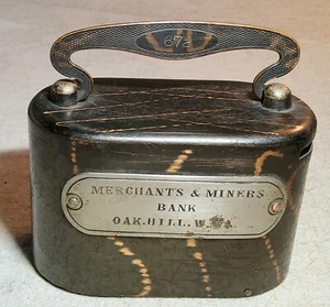 ANTIQUE MERCHANTS & MINERS BANK OAK HILL, WEST VIRGINIA BANK COPPER STREAKS 672 - Picture 1 of 12