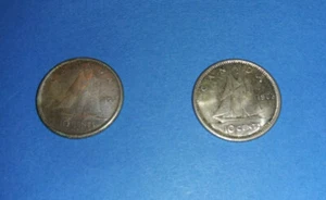 2 - Canada 10 Cent Silver Coin - 1955 & 1963 - Picture 1 of 2