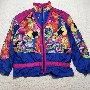 Vintage 90s EVR Damen Large Windbreaker Full Zip leichte bunte Jacke - Bild 1 von 11