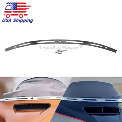 Carenado de parabrisas negro de 4 ranuras de acero inoxidable para Harley Street Glide 2014-2023 Foto 1 de 4