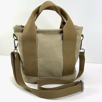 Bolso de Mano de Lona con Asa Superior Bandolera Cremallera Superior Multi Bolsillos Organizador Bolso de Viaje Tostado Foto 1 de 4