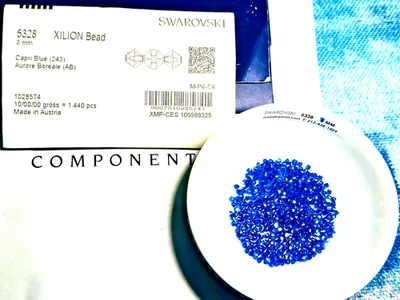 5328 3mm Capri Blue AB Swarovski Bi-cone Beads 1440 pcs Factory pack. - Image 1 of 3