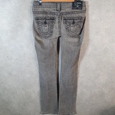 Vintage True Religion Billy Bootcut Flared Y2K Jeans Womens W25 Grey Embroidered - Image 1 of 4