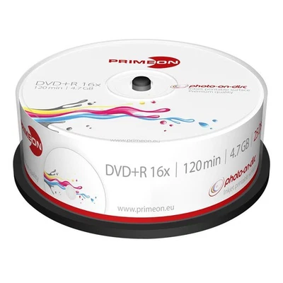 25x Top DVD+R Rohlinge 4,7GB 120Min 16x Spindel bedruckbar Premium-Beschichtung - Bild 1 von 4
