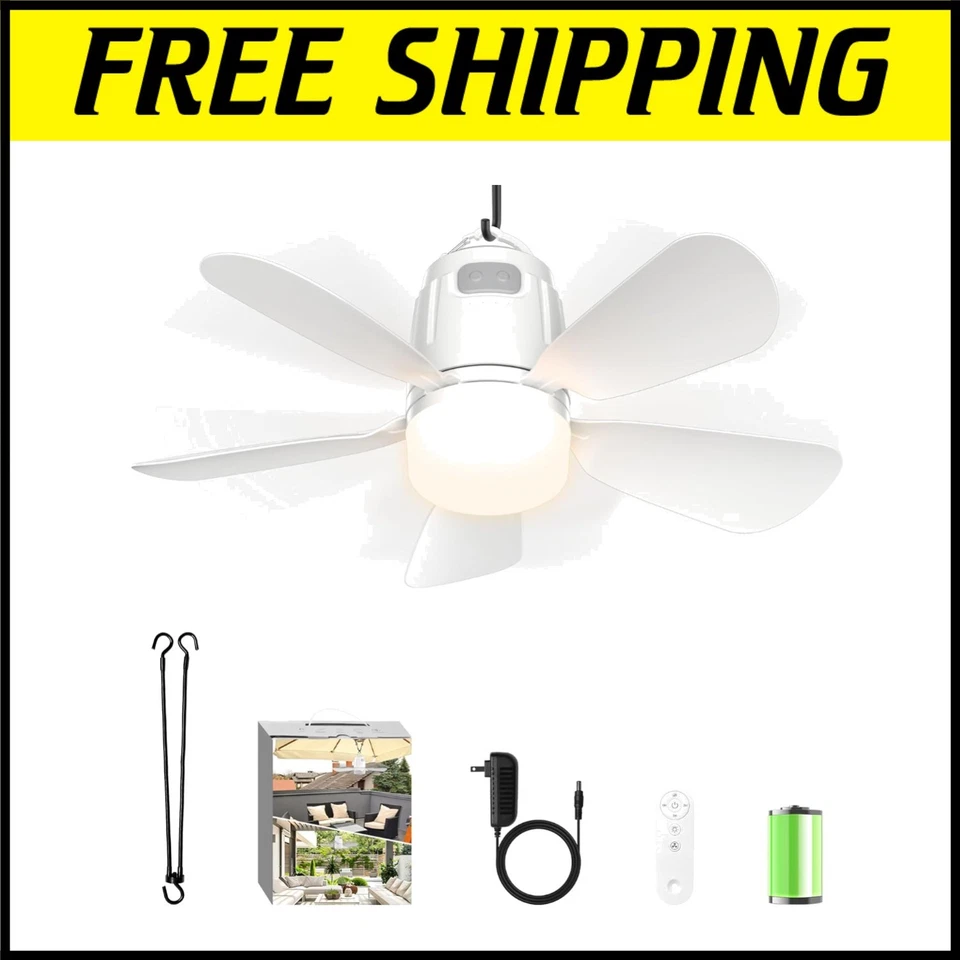 Lightweight 20'' Canopy Ceiling Fan with LED & Remote - Perfect for Camping - Image 1 of 4