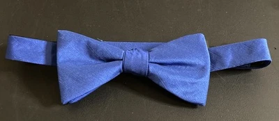 JF J Ferrar Solid Blue Jacquard Adjustable Pretied Bowtie Bow Tie MSRP $30 - Image 1 of 4