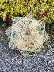 Vintage Japanese Or Chinese Oiled Paper Parasol, Damaged - Picture 1 of 13