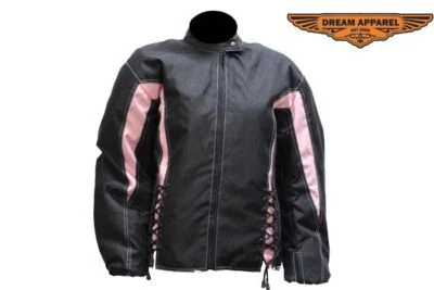 Chaqueta textil duradera negra para mujer calce clásico motocicleta motociclista cordones delanteros Foto 1 de 4