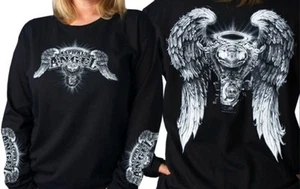 Motorcycle T-Shirt Asphalt Angel Ladies Biker Black Long Sleeve New S M L XL 2XL - Picture 1 of 4