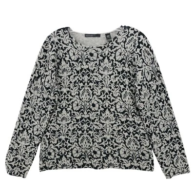 LORD & TAYLOR 2-Ply Cashmere Sweater Pullover Tapestry Pattern Size LARGE - Image 1 of 4