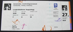 LILLEHAMMER ’94 WINTER OLYMPICS – MINT CONDITION CLOSING CEREMONY TICKET - Picture 1 of 4